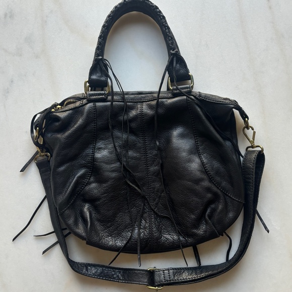 Linea Pelle Leather Tassel Bag in Black - Picture 4 of 11